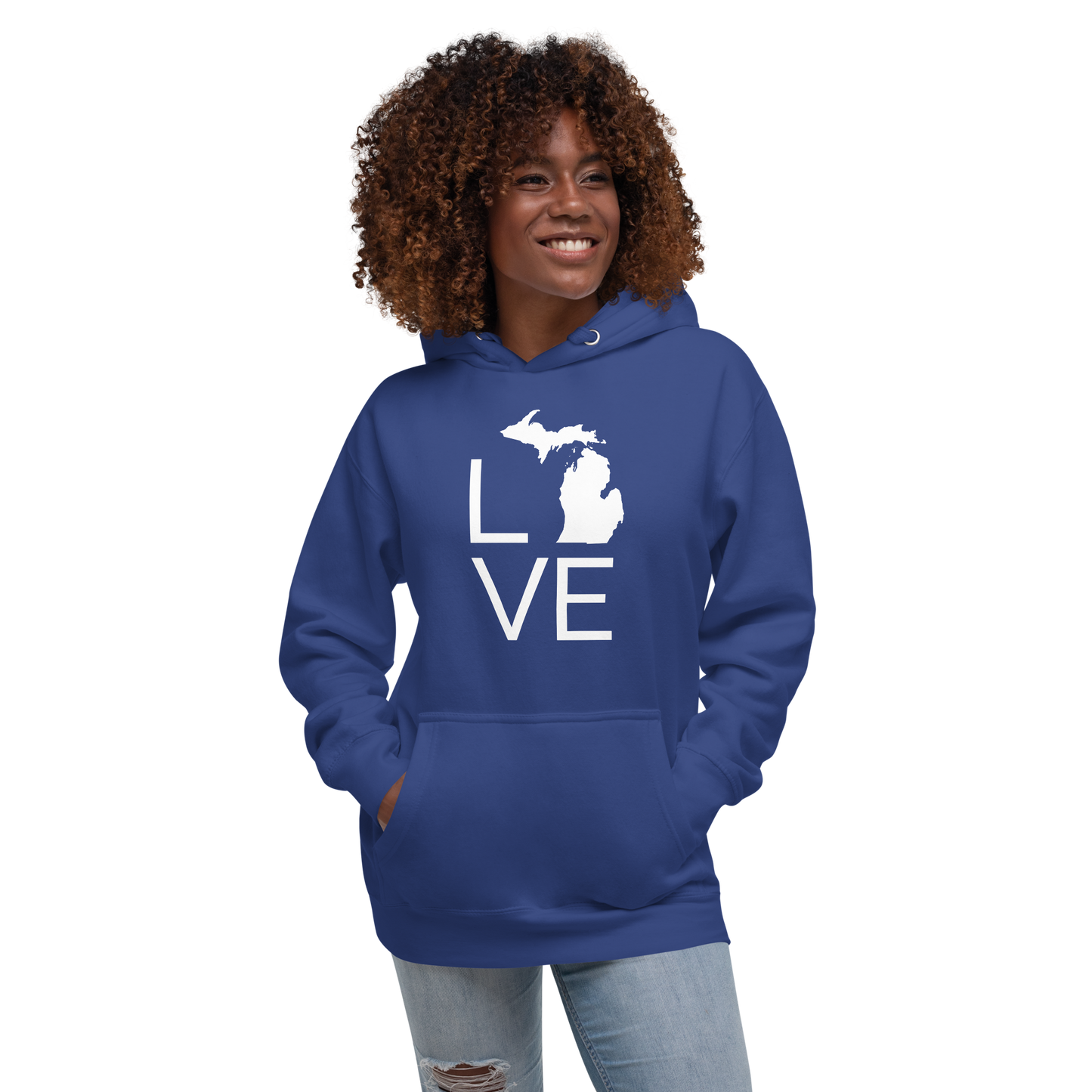 Michigan 'Love' Unisex Premium Hoodie (Thin Sans Font w/MI Outline)