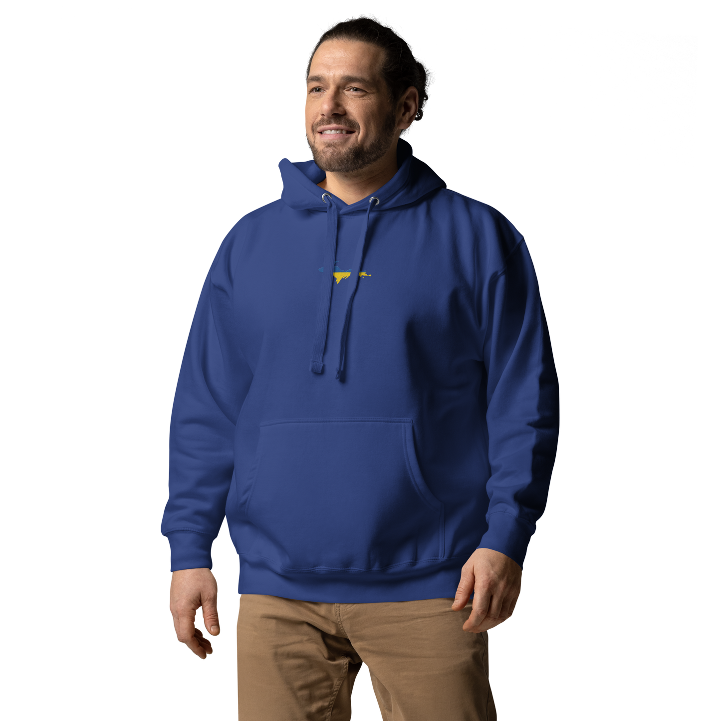 Michigan Upper Peninsula Hoodie (w/ Embroidered Ukraine Flag Outline) | Unisex Premium