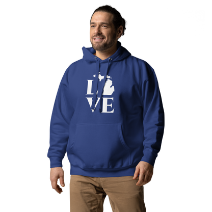 Michigan 'Love' Unisex Premium Hoodie (Classical Roman Font w/MI Outline)