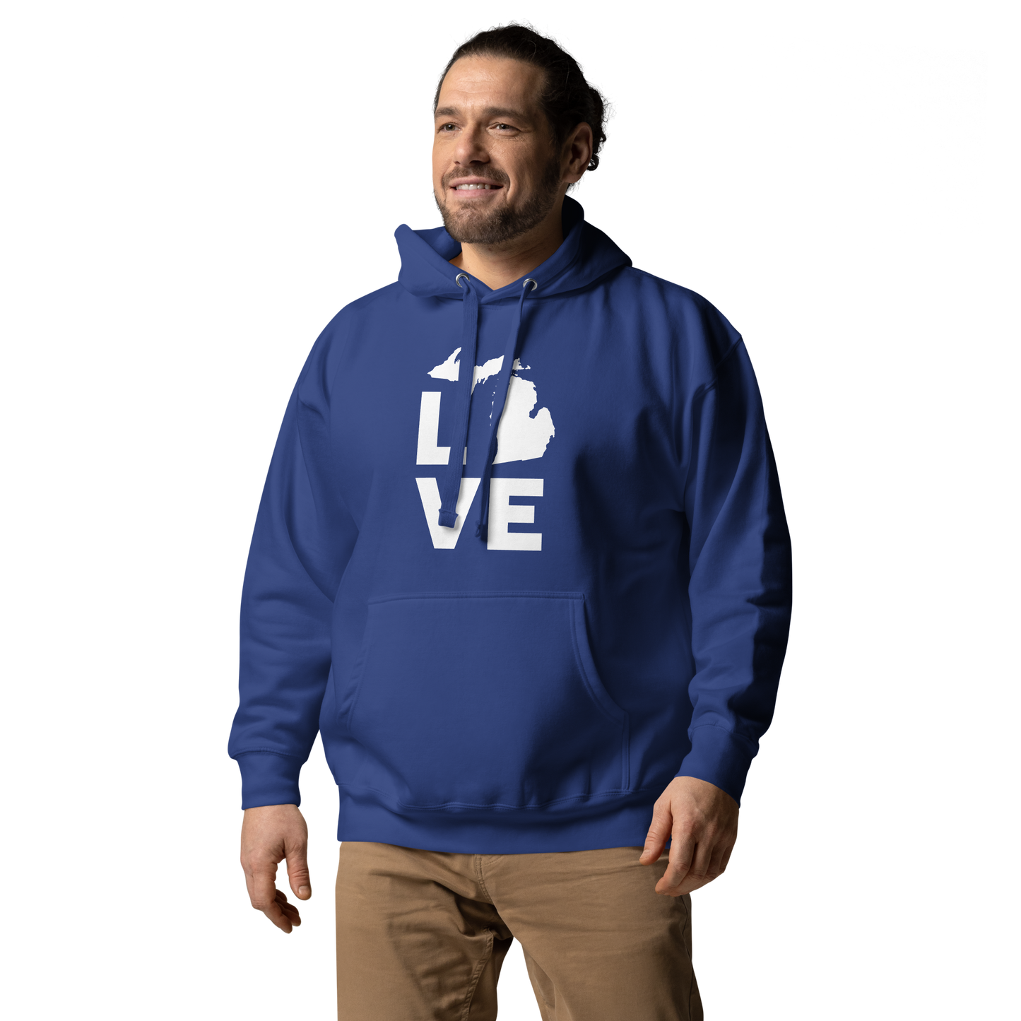 Michigan 'Love' Unisex Premium Hoodie (Geometric Sans Font w/MI Outline)