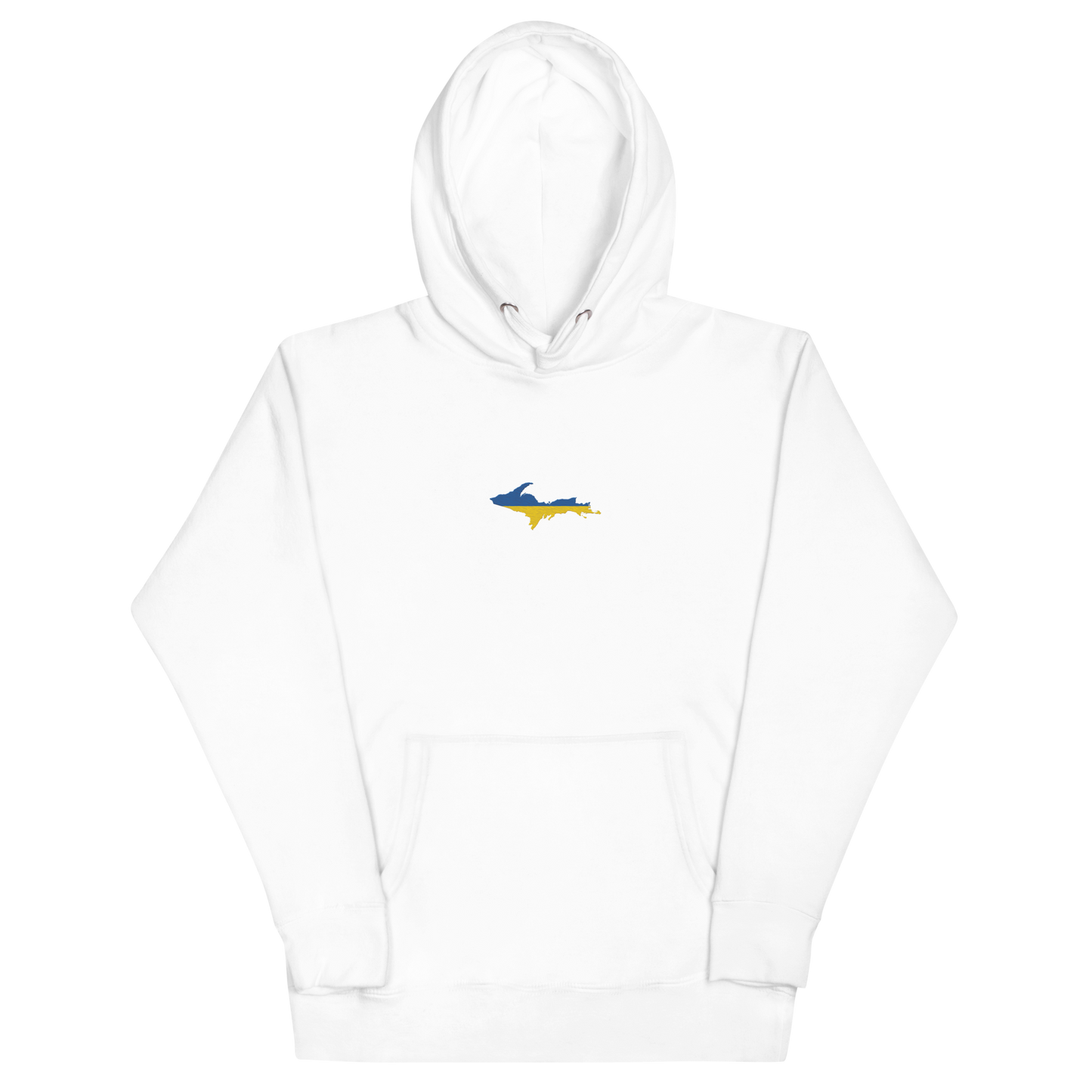 Michigan Upper Peninsula Hoodie (w/ Embroidered Ukraine Flag Outline) | Unisex Premium