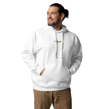 Michigan Upper Peninsula Hoodie (w/ Embroidered Ukraine Flag Outline) | Unisex Premium