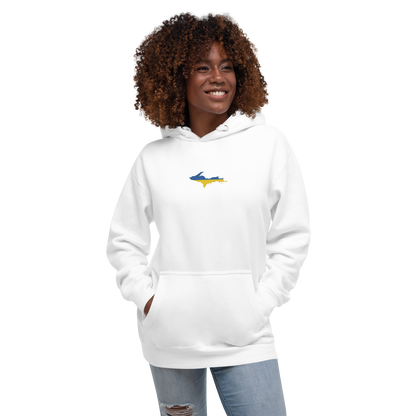 Michigan Upper Peninsula Hoodie (w/ Embroidered Ukraine Flag Outline) | Unisex Premium