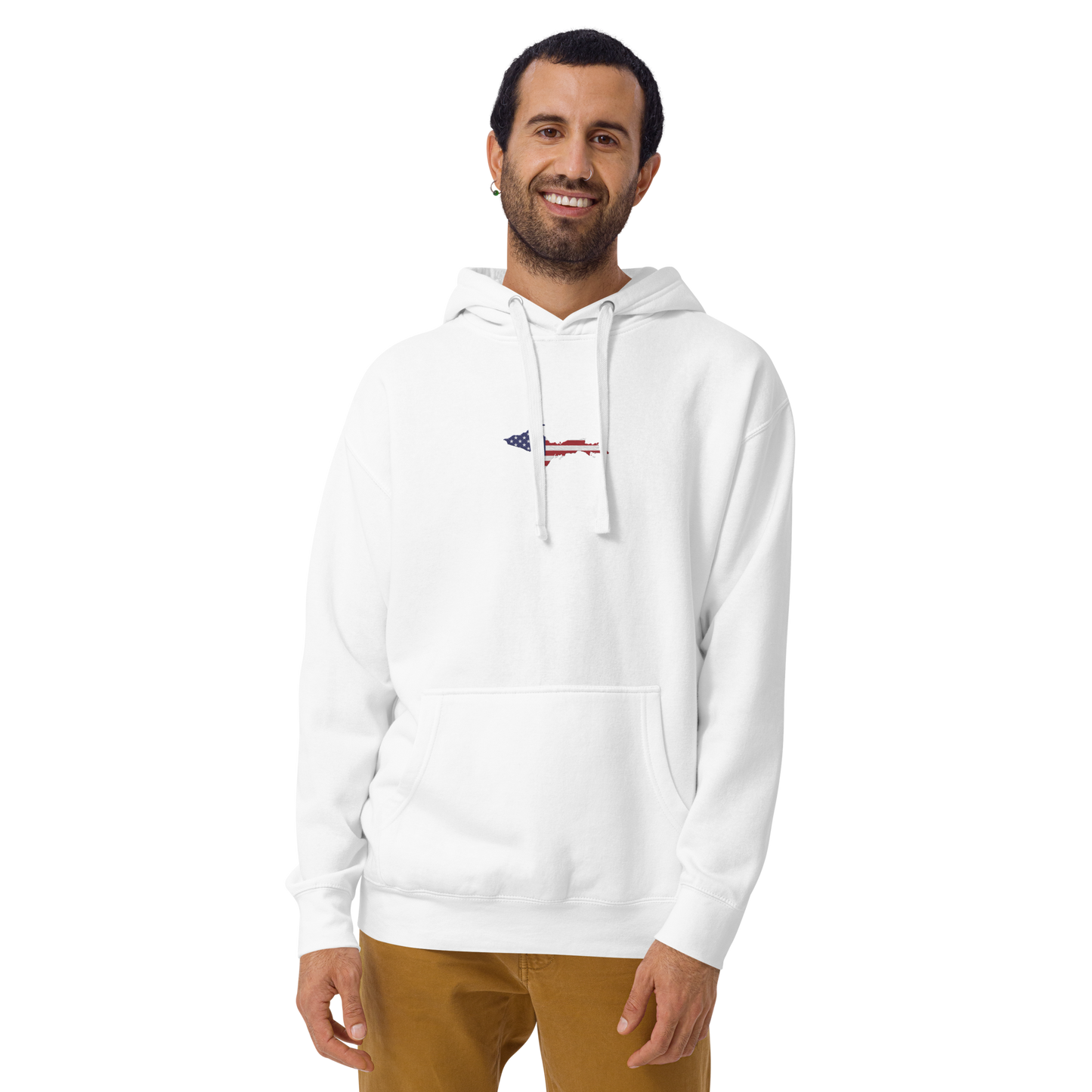 Michigan Upper Peninsula Hoodie (w/ Embroidered UP USA Flag Outline) | Unisex Premium