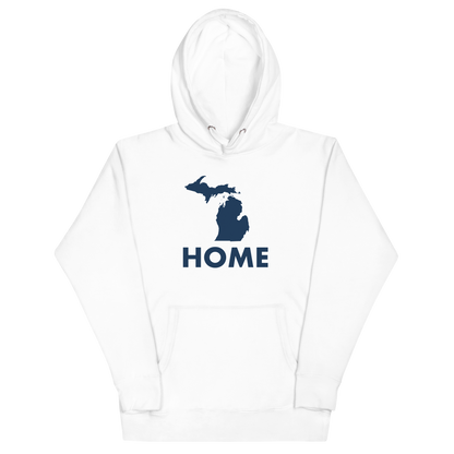 Michigan 'Home' Unisex Premium Hoodie (Geometric Sans Font w/ MI Outline)