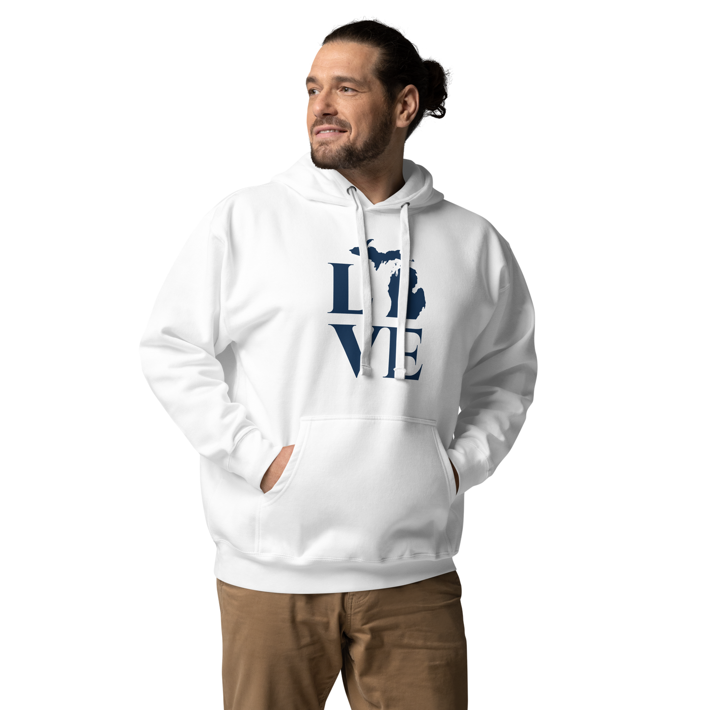 Michigan 'Love' Unisex Premium Hoodie (Classical Roman Font w/MI Outline)