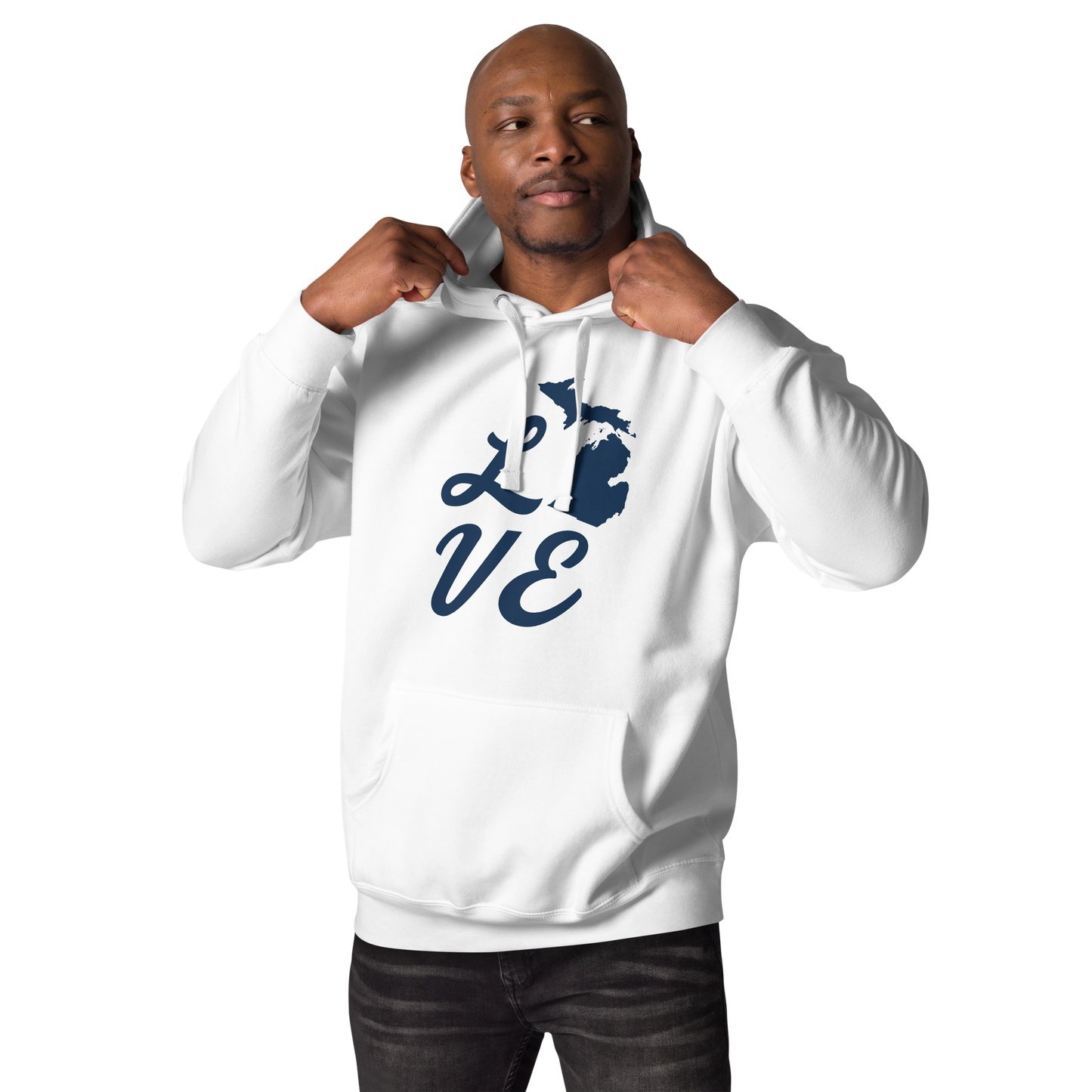 Michigan 'Love' Unisex Premium Hoodie (Script Font w/MI Outline)