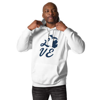 Michigan 'Love' Unisex Premium Hoodie (Script Font w/MI Outline)