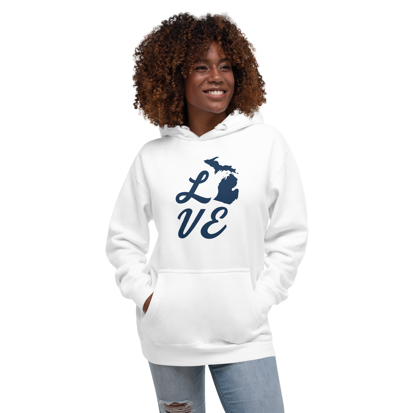 Michigan 'Love' Unisex Premium Hoodie (Script Font w/MI Outline)