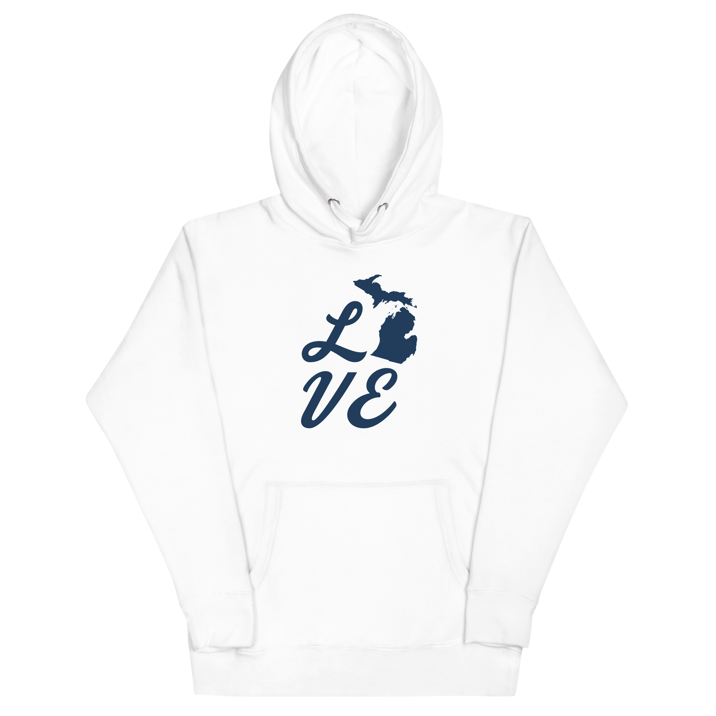 Michigan 'Love' Unisex Premium Hoodie (Script Font w/MI Outline)