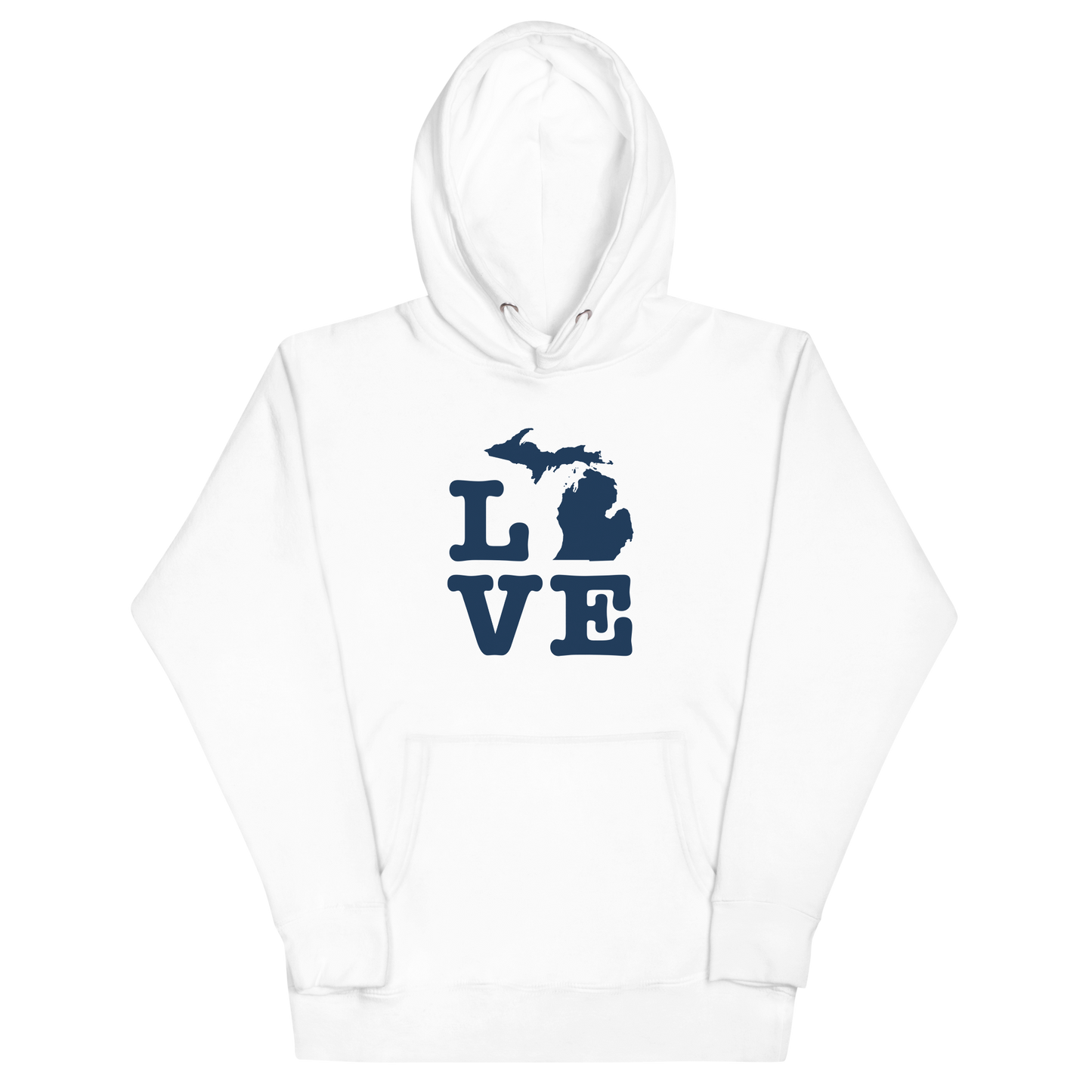 Michigan 'Love' Unisex Premium Hoodie (Typewriter Font w/MI Outline)