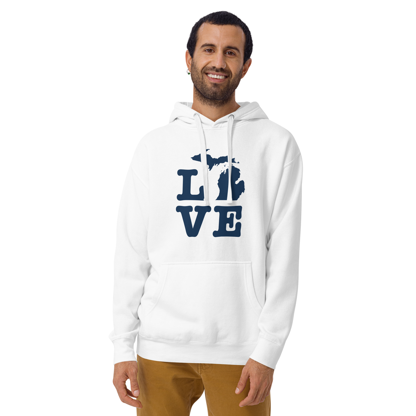 Michigan 'Love' Unisex Premium Hoodie (Typewriter Font w/MI Outline)