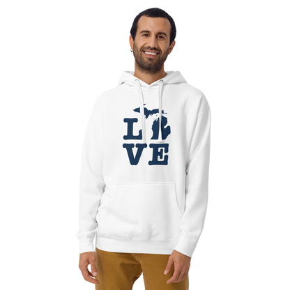 Michigan 'Love' Unisex Premium Hoodie (Typewriter Font w/MI Outline)