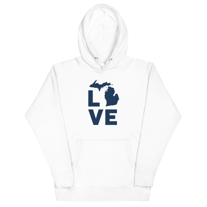 Michigan 'Love' Unisex Premium Hoodie (Geometric Sans Font w/MI Outline)