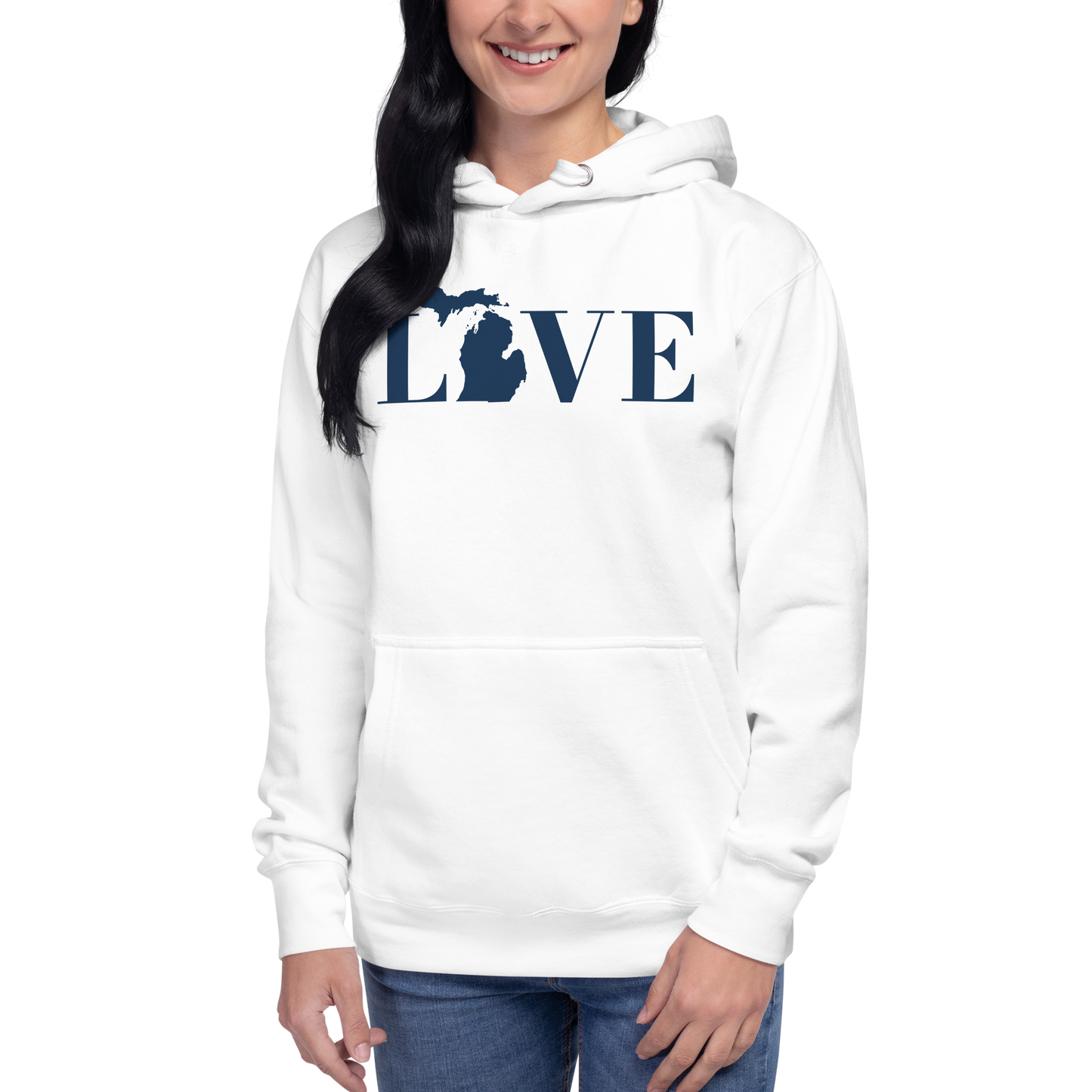 Michigan 'Love' Unisex Premium Hoodie (Didone Font w/MI Outline)