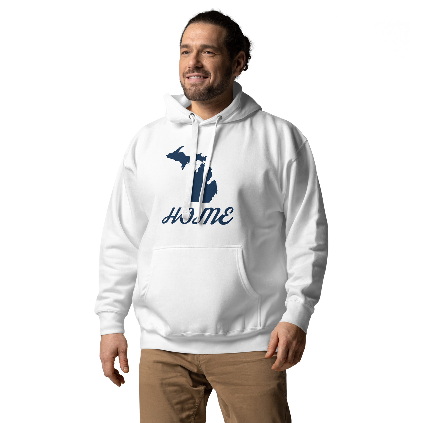 Michigan 'Home' Unisex Premium Hoodie (Script Font w/ MI Outline)