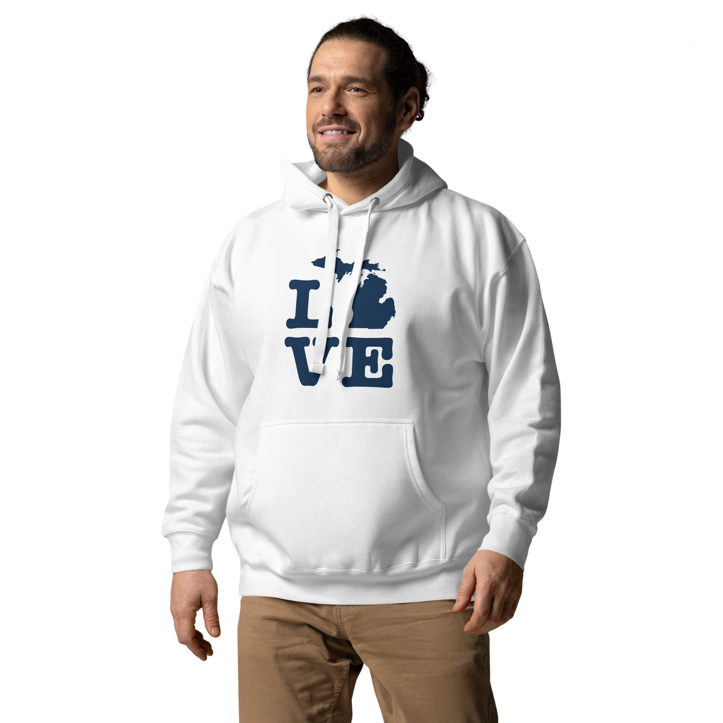 Michigan 'Love' Unisex Premium Hoodie (Typewriter Font w/MI Outline)