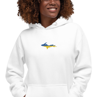 Michigan Upper Peninsula Hoodie (w/ Embroidered Ukraine Flag Outline) | Unisex Premium