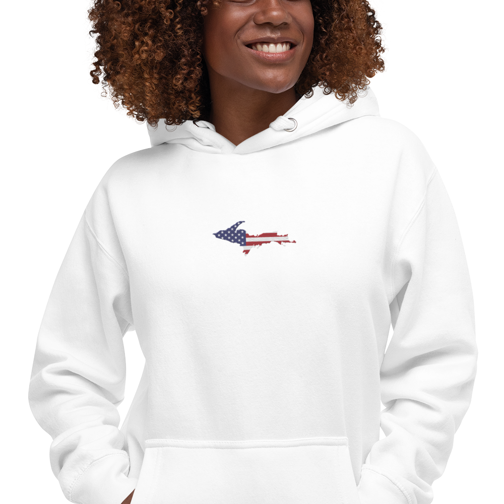 Michigan Upper Peninsula Hoodie (w/ Embroidered UP USA Flag Outline) | Unisex Premium