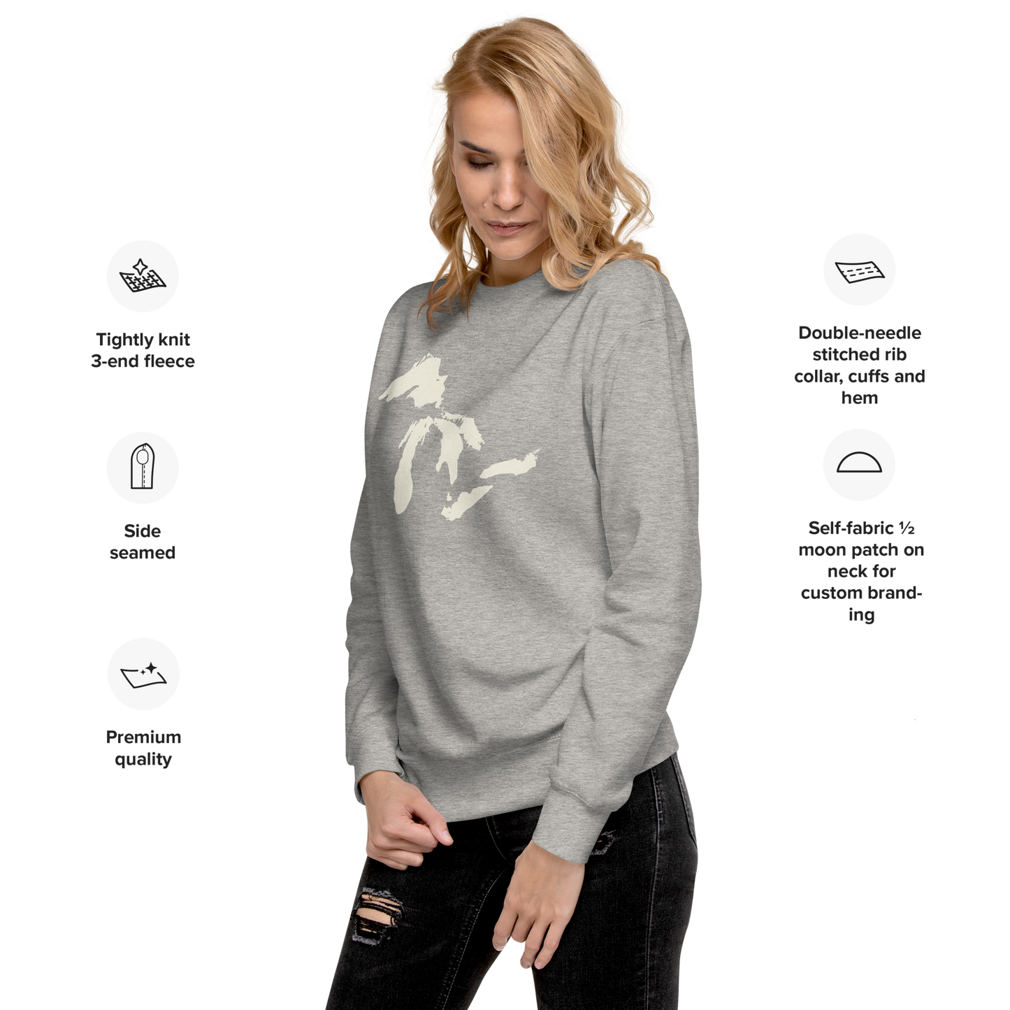 Great Lakes Sweatshirt (Ivory White) | Unisex Premium