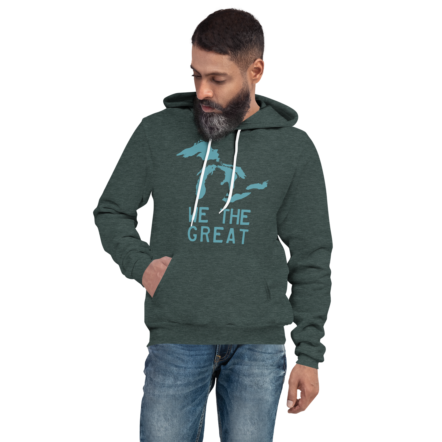 Great Lakes 'We The Great' Hoodie (Huron Blue) | Unisex Cloud Fleece