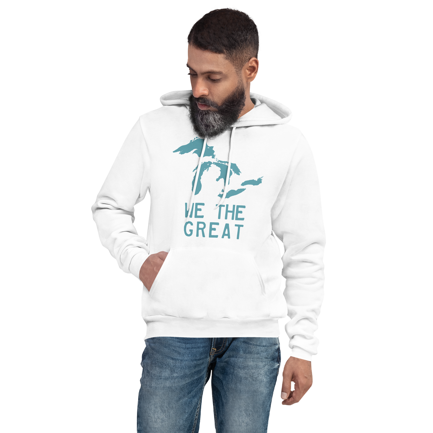 Great Lakes 'We The Great' Hoodie (Huron Blue) | Unisex Cloud Fleece