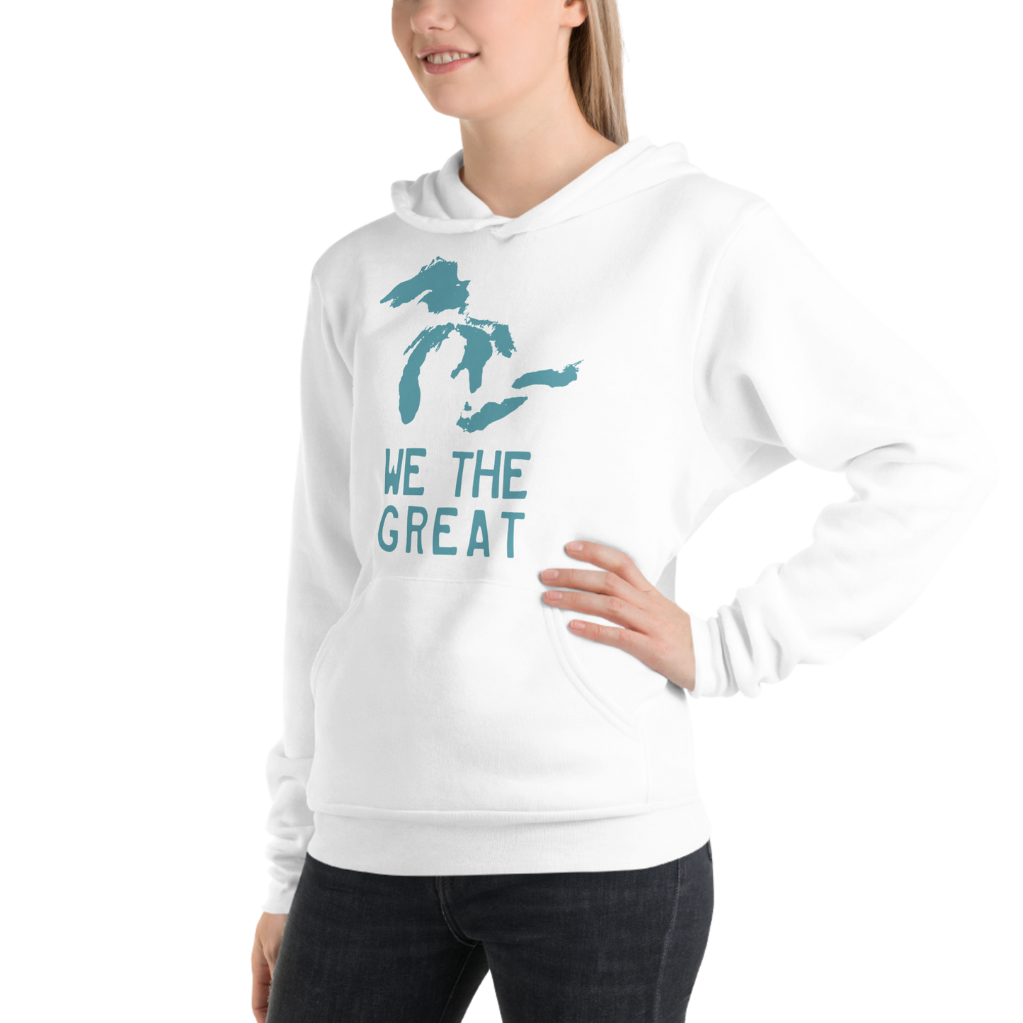 Great Lakes 'We The Great' Hoodie (Huron Blue) | Unisex Cloud Fleece