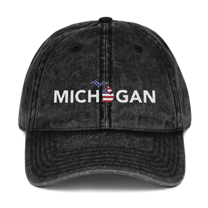 'Michigan' Vintage Baseball Cap (Sans Font Patriot Edition)