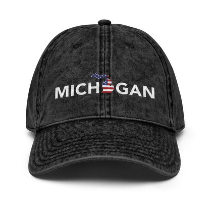 'Michigan' Vintage Baseball Cap (Sans Font Patriot Edition)