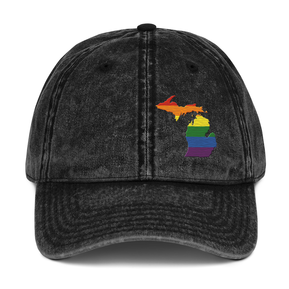 Michigan Vintage Baseball Cap (Rainbow Pride Edition)