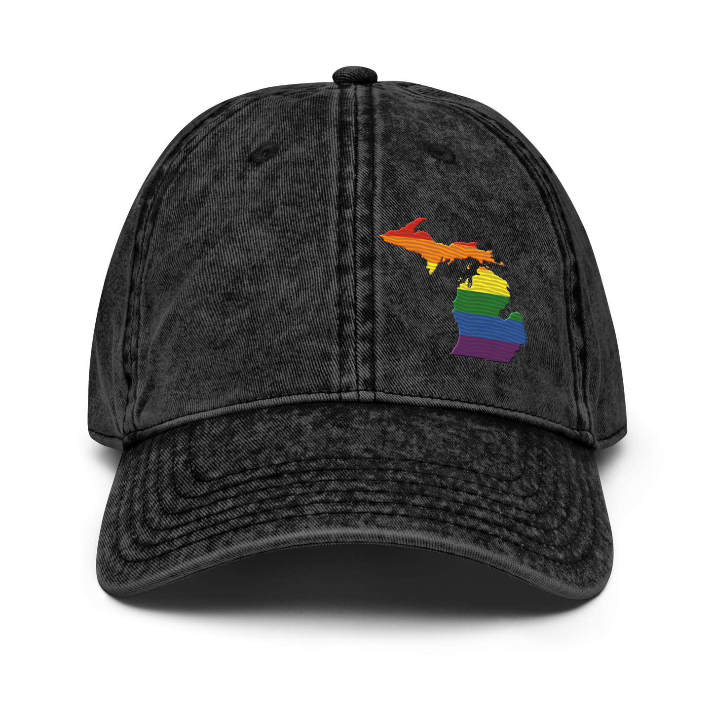 Michigan Vintage Baseball Cap (Rainbow Pride Edition)