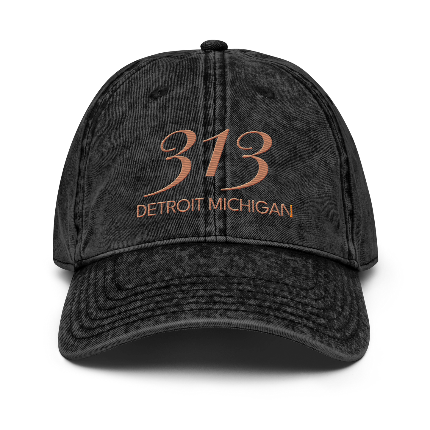 '313 Detroit Michigan' Vintage Baseball Cap | Copper