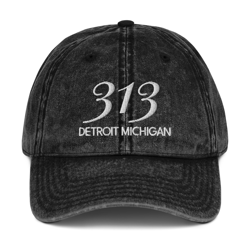 '313 Detroit Michigan' Vintage Baseball Cap