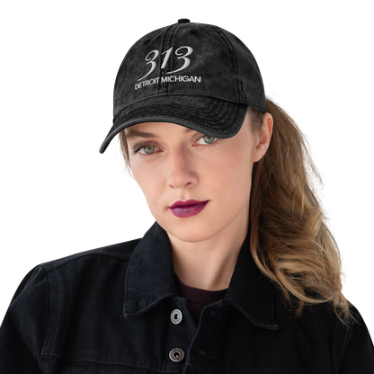 '313 Detroit Michigan' Vintage Baseball Cap