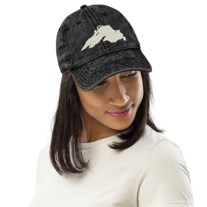 Lake Superior Vintage Baseball Cap | Ivory White