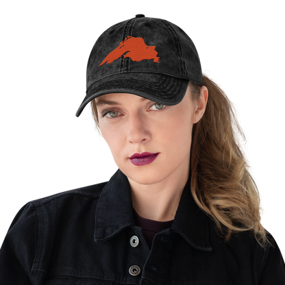 Lake Superior Vintage Baseball Cap | Maple Leaf Orange