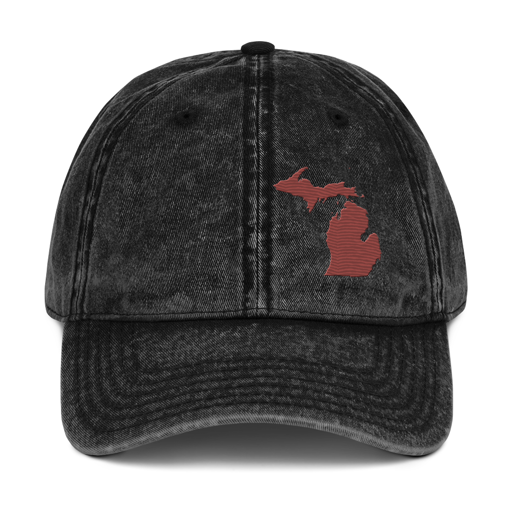 Michigan Vintage Baseball Cap | Ore Dock Red Outline