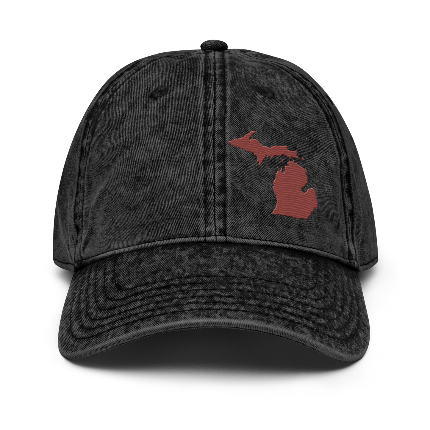 Michigan Vintage Baseball Cap | Ore Dock Red Outline