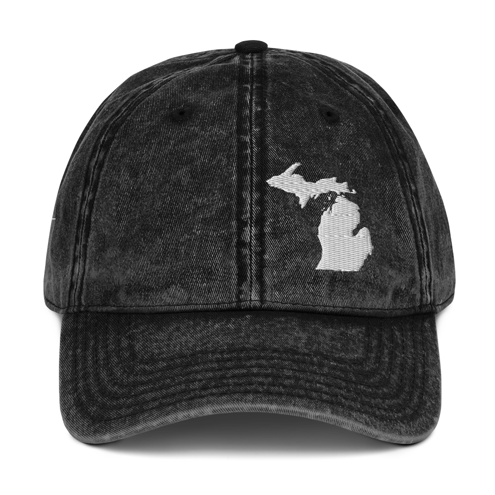 Michigan Vintage Baseball Cap | White Outline