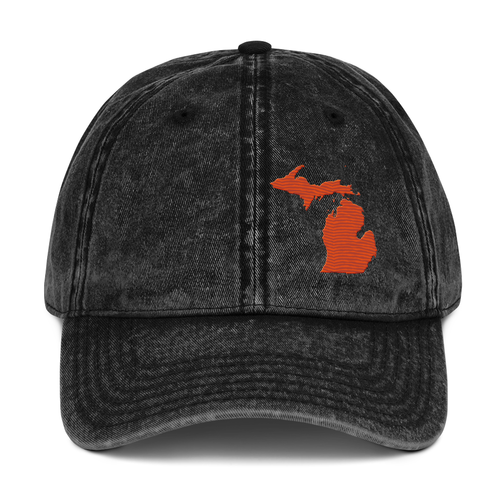 Michigan Vintage Baseball Cap | Maple Leaf Orange Outline