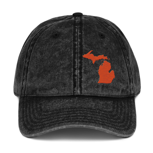 Michigan Vintage Baseball Cap | Maple Leaf Orange Outline