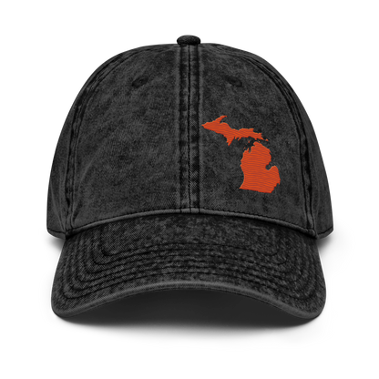Michigan Vintage Baseball Cap | Maple Leaf Orange Outline