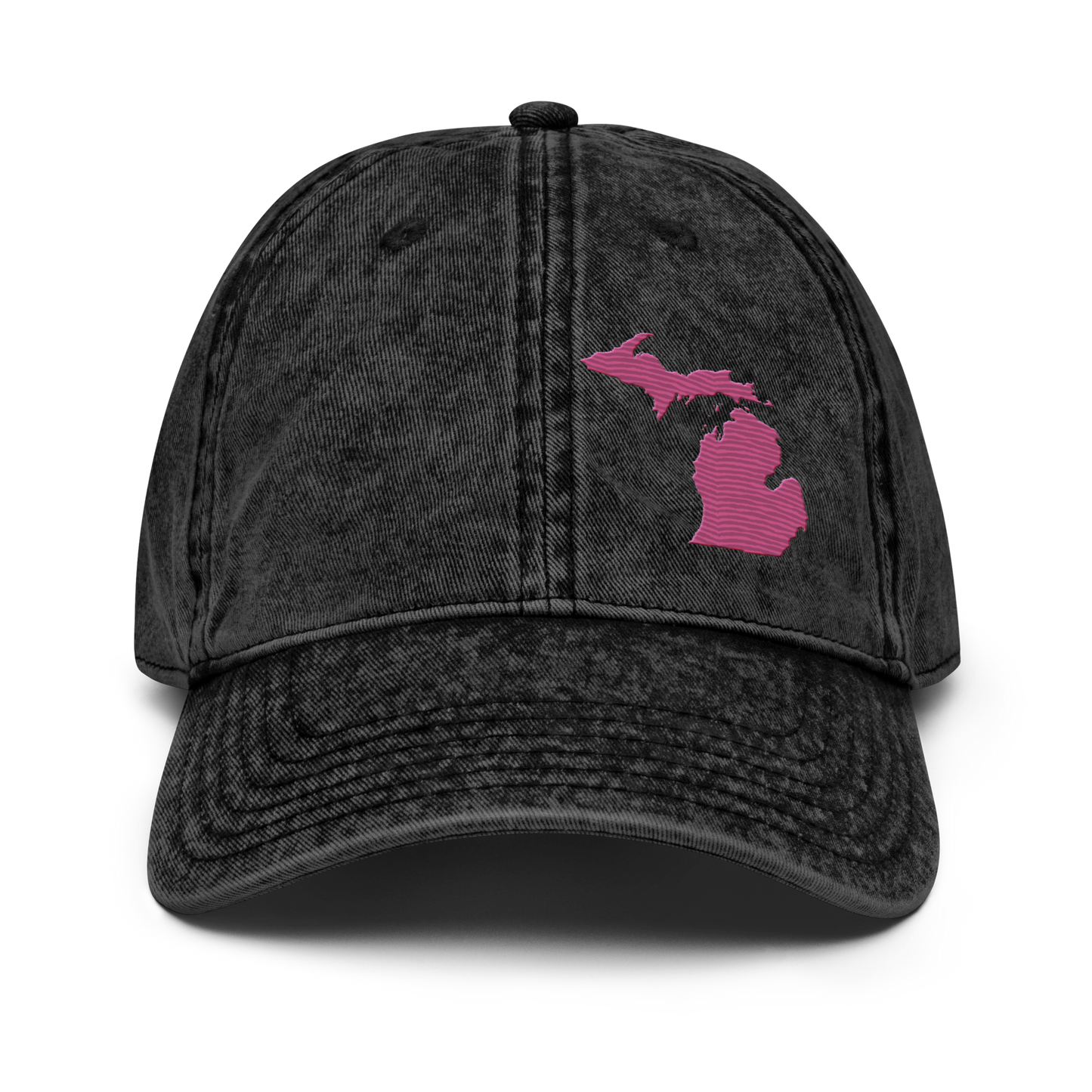 Michigan Vintage Baseball Caps | Apple Blossom Pink Outline