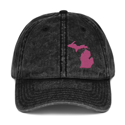 Michigan Vintage Baseball Caps | Apple Blossom Pink Outline