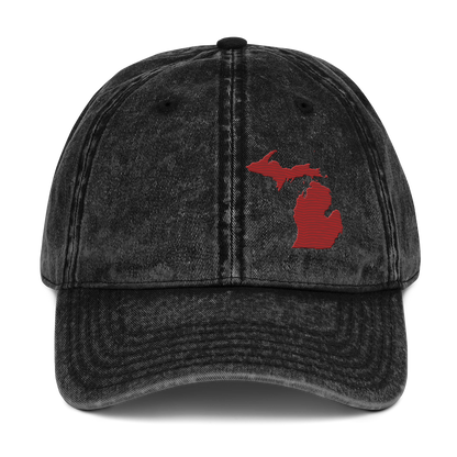 Michigan Vintage Baseball Caps | Thimbleberry Red Outline