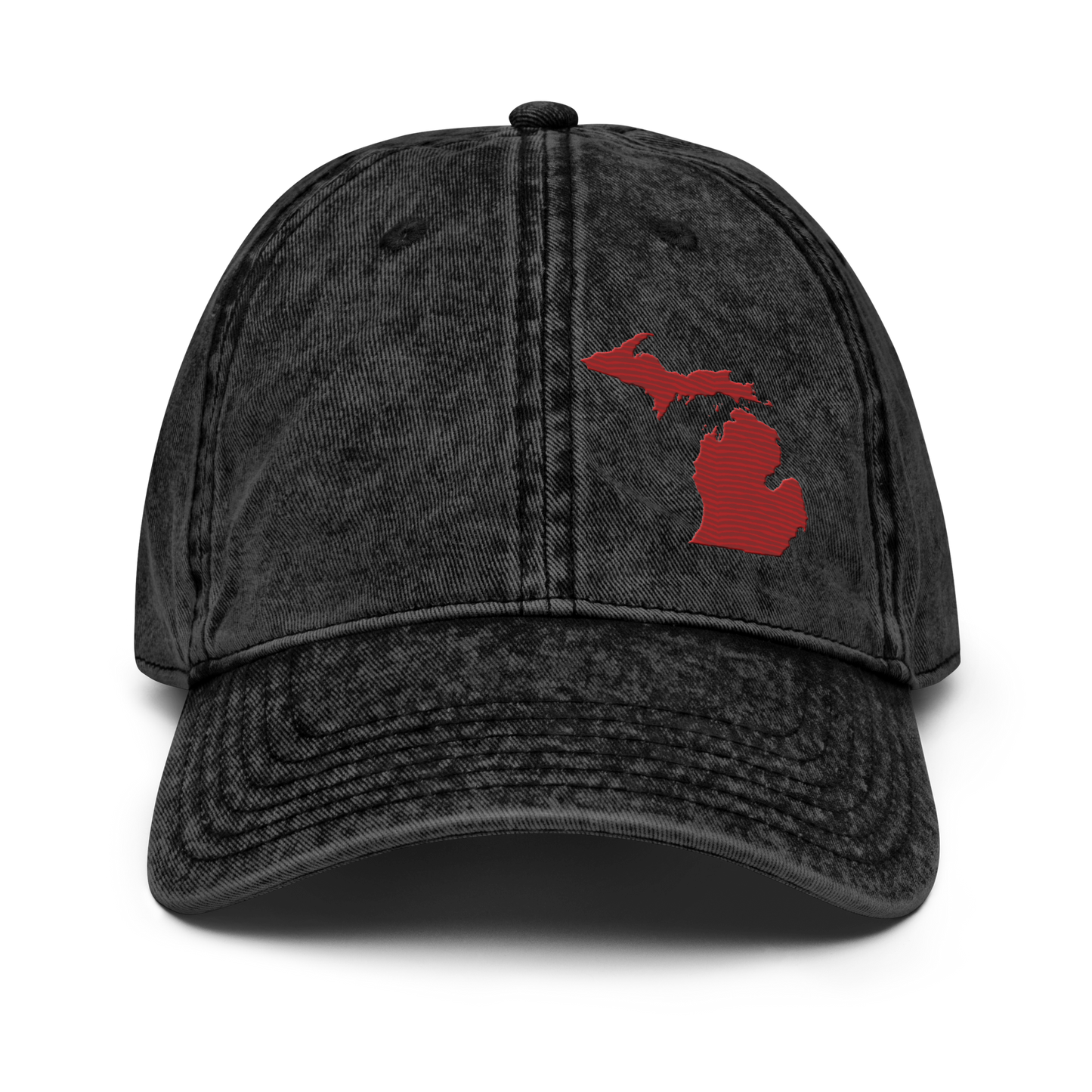 Michigan Vintage Baseball Caps | Thimbleberry Red Outline