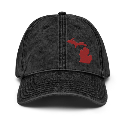 Michigan Vintage Baseball Caps | Thimbleberry Red Outline