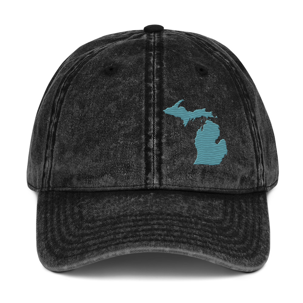 Michigan Vintage Baseball Caps | Huron Blue Outline