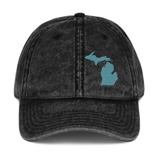 Michigan Vintage Baseball Caps | Huron Blue Outline