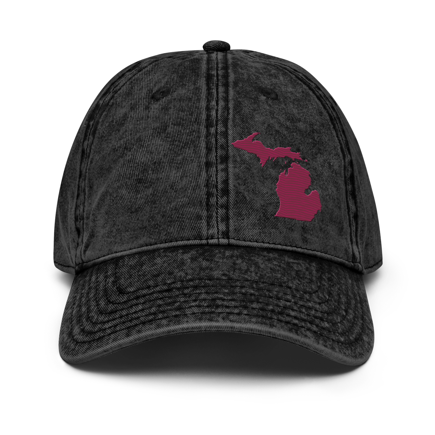 Michigan Vintage Baseball Caps | Ruby Red Outline